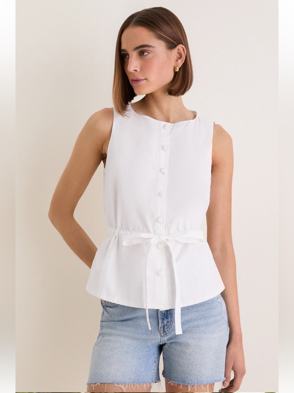 TUCKERNUCK White Cotton Poplin Francoise Top